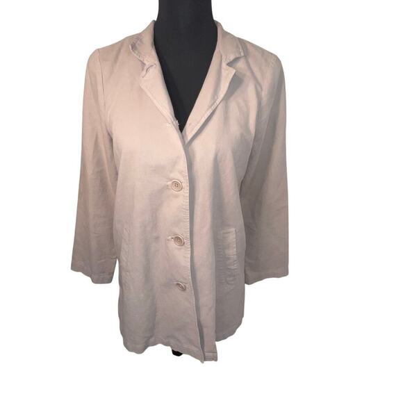 Eileen Fisher Khaki Organic Cotton Hemp Stretch Stand Cottagecore Jacket Sz XSP - Picture 1 of 10